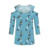 Women's Casual Shirt Blouse Print V-neck Sexy Cold Shoulder 3/4 Sleeve Top