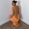 Yaz Kadın Seksi Bağcıklı Slim Fit Mizaç Açık Sırt Elbise