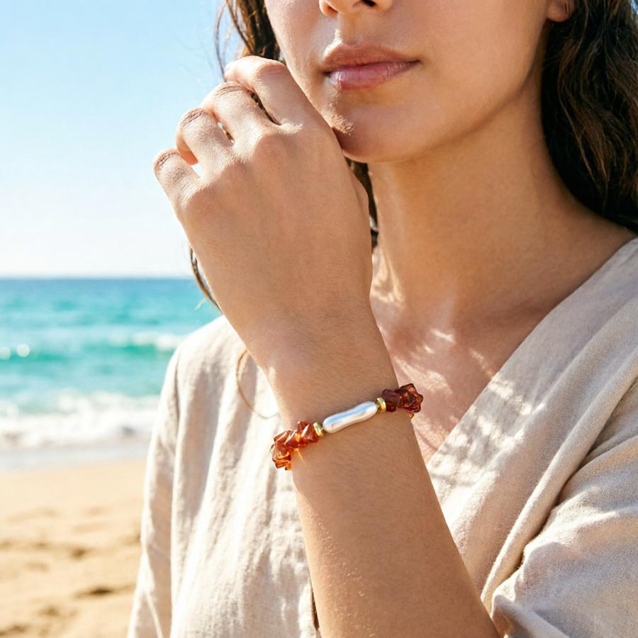Neues organisches Luxus-Damenarmband 5 Farboptionen Premium Ausgewählt Unregelmäßiger Acryl-Strang-Armband Strand Surfen Schmuck