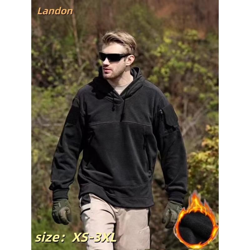 Hooded Outdoor Men's Sweater Polar Fleece Hooded Pullover Jacket Windproof Warm Top