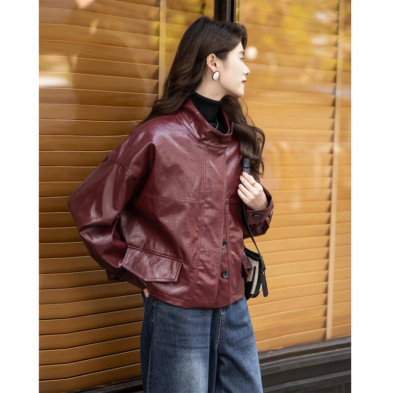 ITISF4 Sweet Cool Old Money Style Oversized Short Leather Motorcycle Jacket