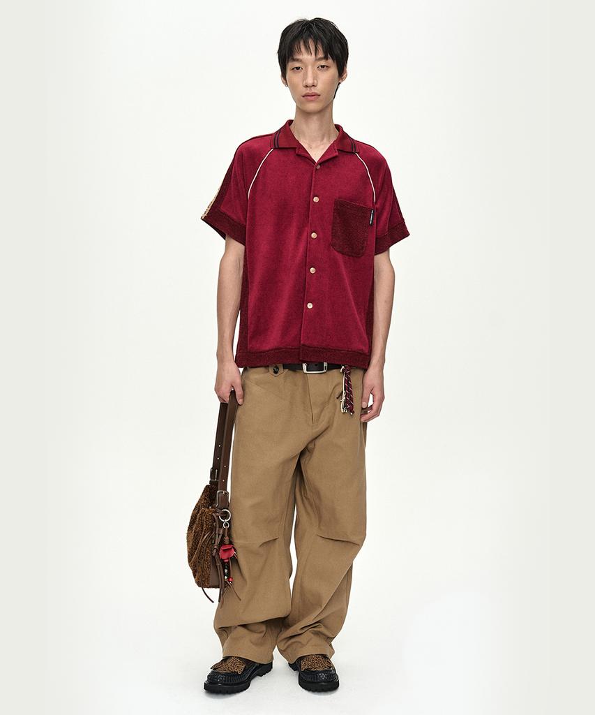 ADSB ANDERSSON BELL Lagos Terry Open Collar Shirt Atb1552M(Wine)