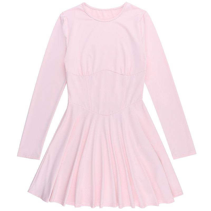 Europejska i Amerykańska Jesienna Sukienka Krótka z Długim Rękawem Dopasowana w Talii dla Kobiet