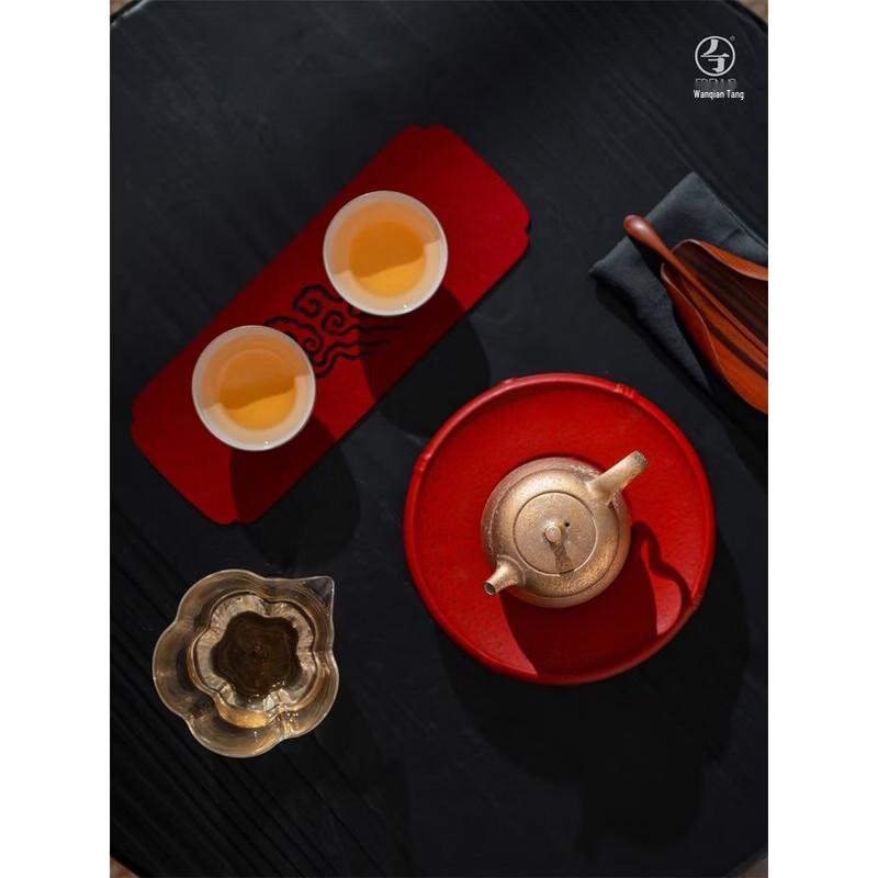 Edenus Chinese Ceramic Kung Fu Tea Set, Matte Gold Speckled Glaze