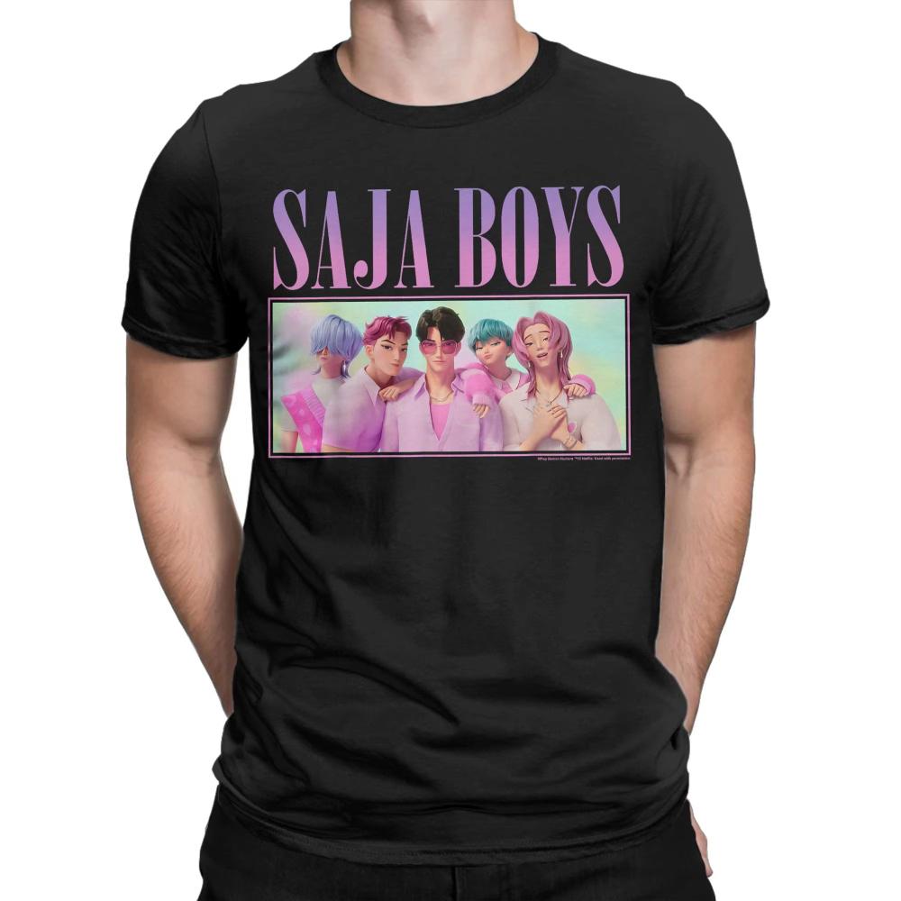 Saja Boys Group Shot Kpop Demon Hunters Men's T Shirts Fashion Tee Shirt Short Sleeve Round Neck Women T-Shirt Cotton Gift Tops