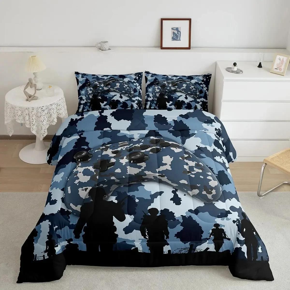 

American Soldier Duvet Cover Set Twin for Boys Teens, American Flag Comforter Cover Set,Airplane Quilt Bedding Sets Queen Size 70x133cm