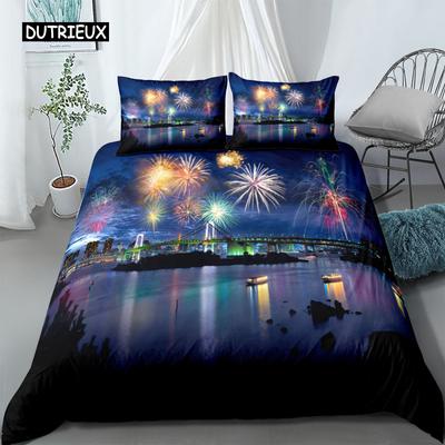 City View Duvet Cover Set Dubai City Night View Single Double Queen King Size Bedding Set for Adults 2/3pcs Soft Quilt Cover