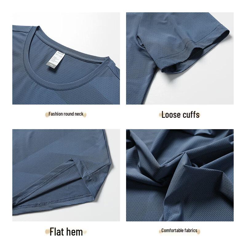 ROMON Men's Ice Silk Quick-Dry Round Neck T-Shirt
