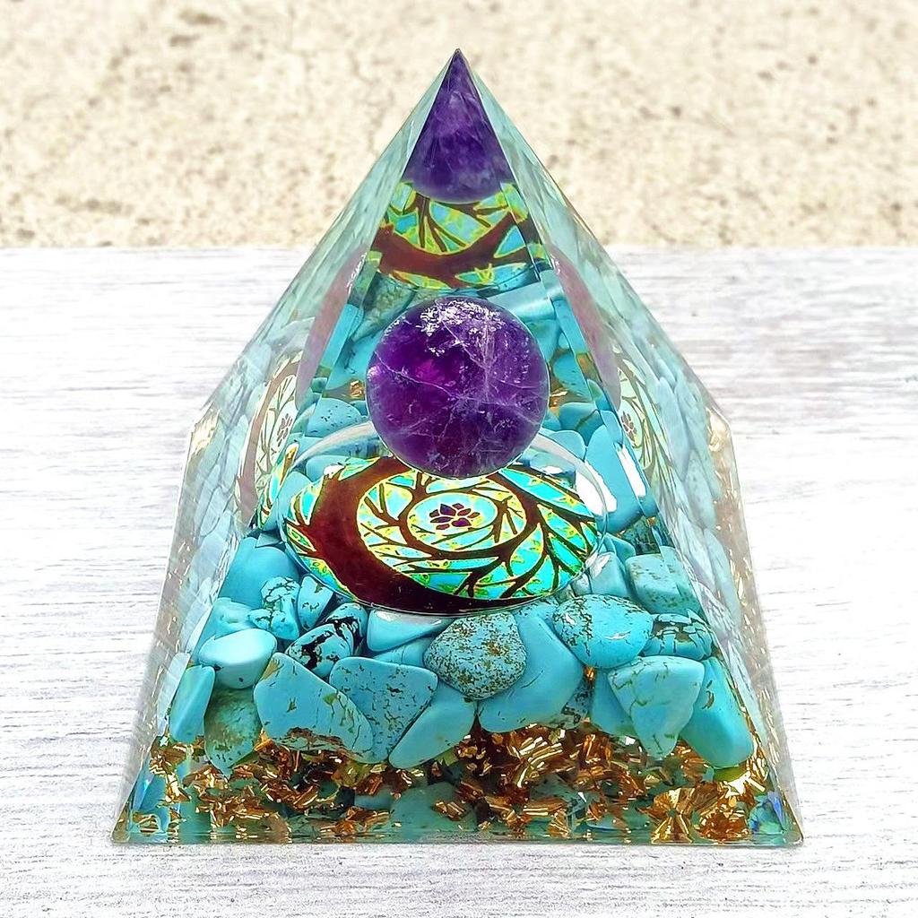 Crystal Stone Pyramid Resin Decor: Home, Office, Car Ornaments
