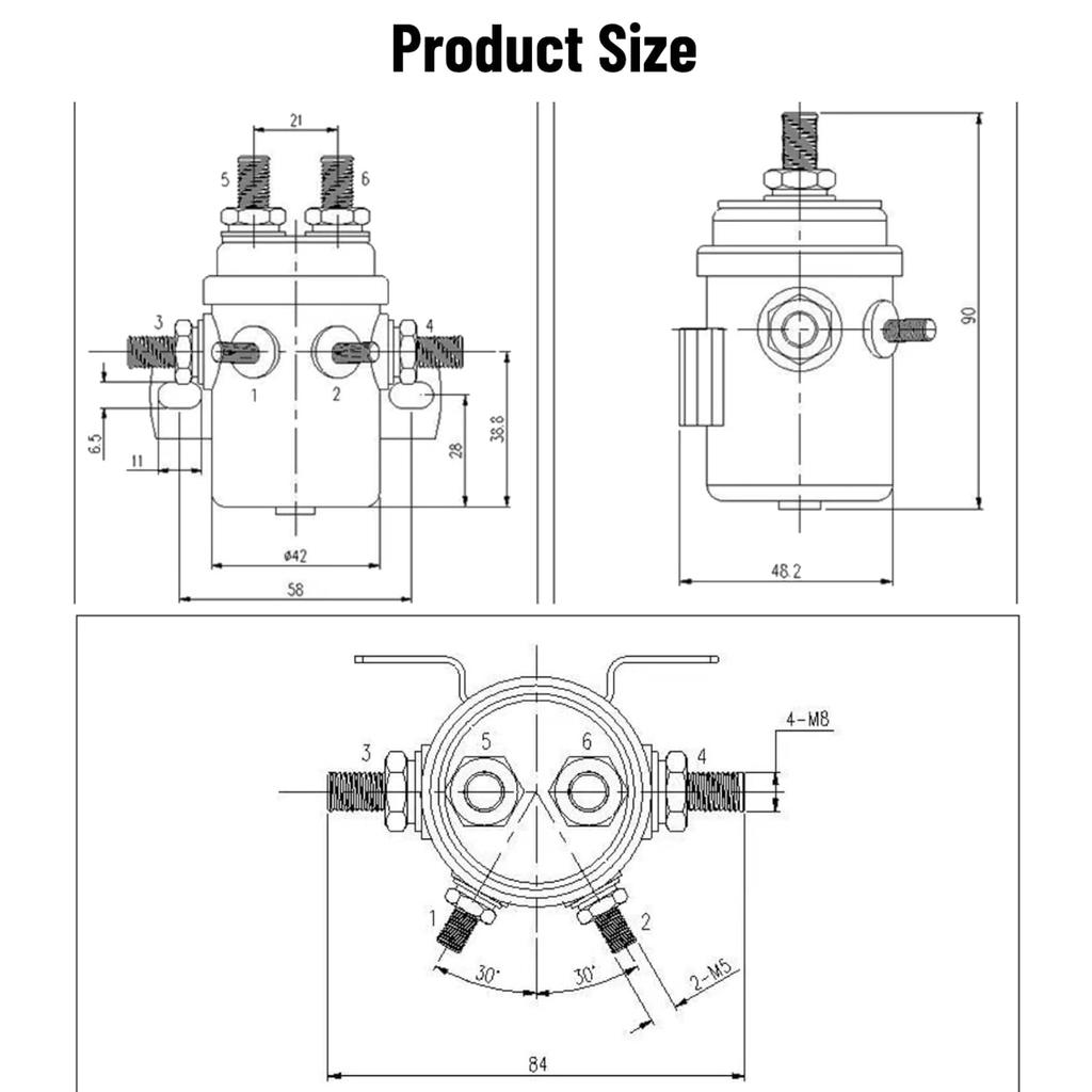 DC 12V Winch Starter Relay Solenoid 600A for Off Road Vehicles and ATVs