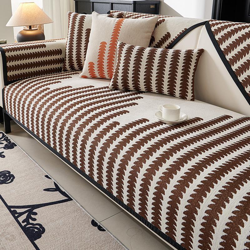 Nordic High-End Chenille Sofa Cushion, Four-Season Universal Seat Cushion, Non-Slip Leather Sofa Cover  New Cover