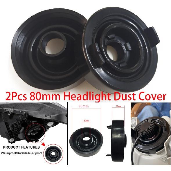2X 80mm Car Headlight Dust Housing Cover Kit For Headlamp HID LED Bulb Seal Cap
