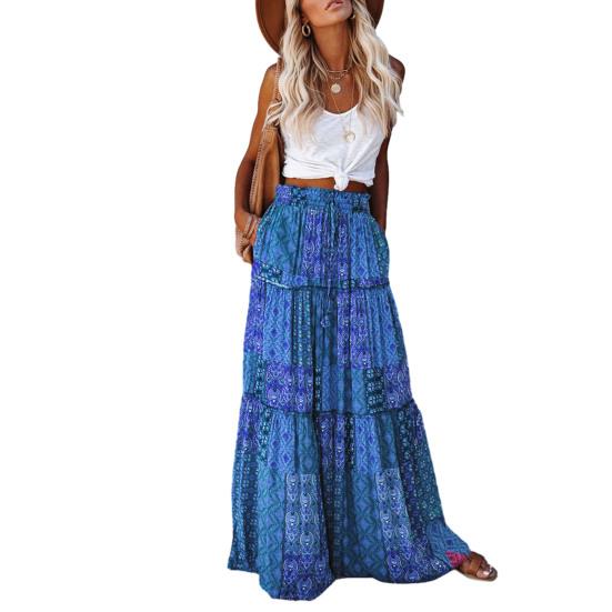 Jupe Longue Bohème Femme | Taille Haute | Imprimé Floral | Avec Poches | Style Rétro Et élégant