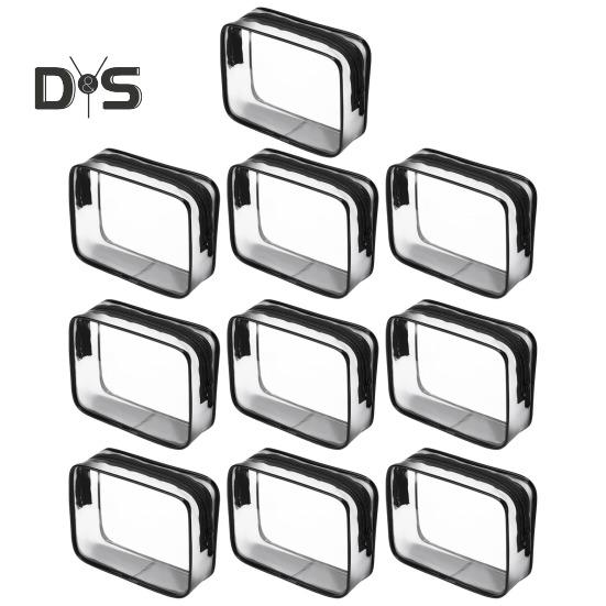 

10 шт. прозрачный ПВХ мешок для хранения застежка-молния большой емкости портативный водонепроницаемый органайзер для туалетных принадлежностей макияж ювелирные изделия сумка для хранения M чёрный