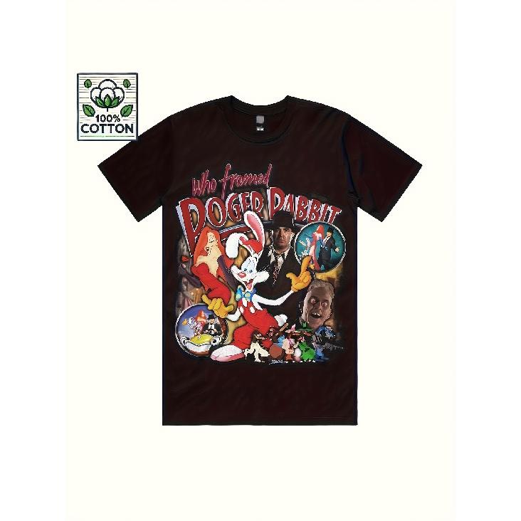 Roger Puppy Movie T-Shirt - 80s Vintage Graphic T-Shirt, Roger Puppy and Jessica Puppy - Soft Stretch Fabric Casual Shirt for Men and Women - Movie S чёрный
