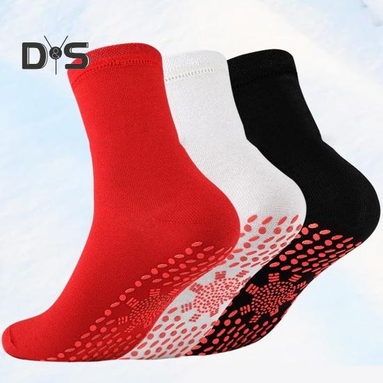 1 Pair Heated Socks 24 Hours Keep Your Feet Warm Silicone Soles Mid-tube High Elasticity Solid Color Sport Socks Cold Weather Cozy Socks