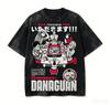 Dandadan Anime Characters Grid Print Tshirt Men Women Black Washed Oversized Cotton Casual Streetwear Tee For Fans Short Sleeve