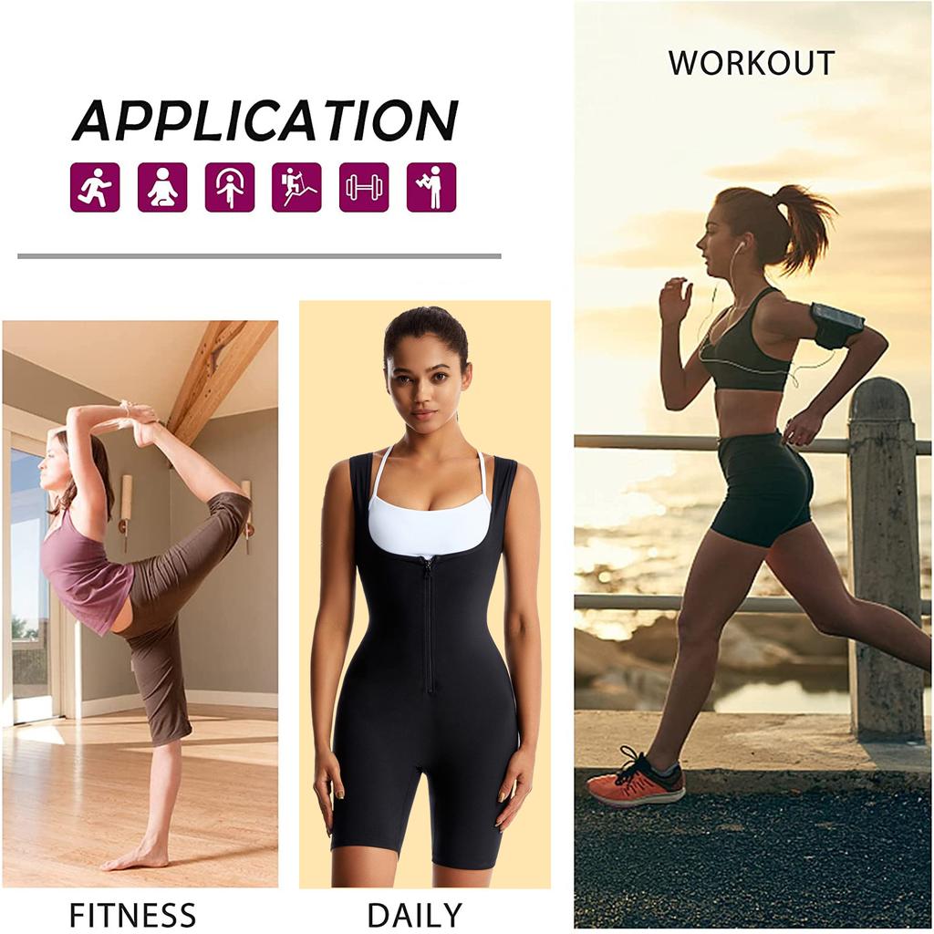 Women Sauna Suit Waist Trainer Full Body Shaper Sauna Shorts Sweat Bodysuits Tummy Control Slimming Shirts Workout Tank Tops Shapewear