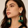 New retro smudge geometric design pendant earrings Maillard style premium earrings earrings