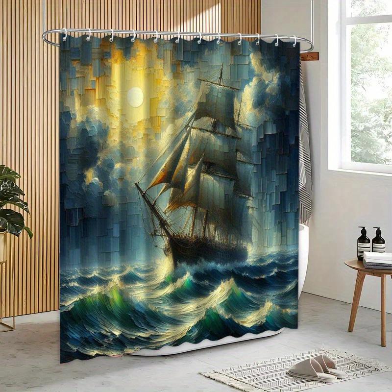 

Sailing Adventure Shower Curtain: Embrace the Bold Ocean Design, Soft Fabric, and Nautical Vibes for Your Inspiring Bathroom W90XH180cm