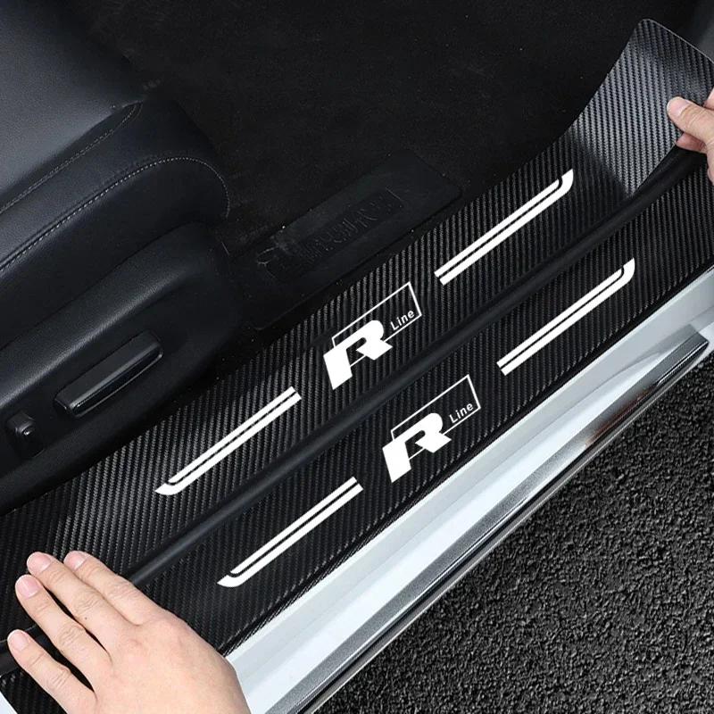 2026 Hot for Volkswagen VW Car Door Sill Sticker Carbon Fiber Protector Anti-Scratch Pad Rline R Line Badge Trunk Edge Scuff Pla