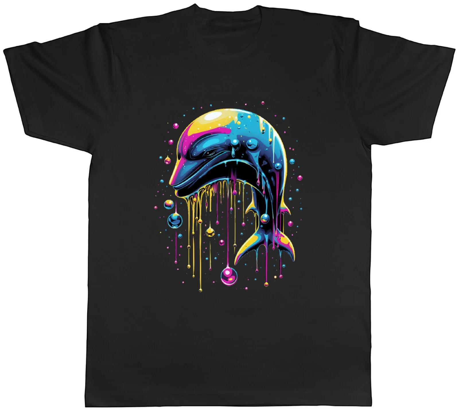 Diving Dolphin Mens T-Shirt Marine Drip Intelligent Mammal Tee Gift M