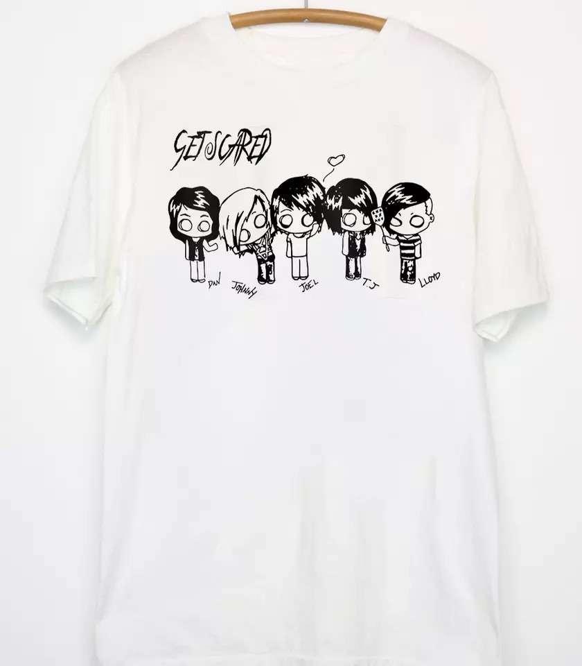 Get Scared band caricature T-shirt white Unisex cotton Tee All sizes JJ2676 Unisex T-Shirt L