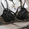 Sexy Women's Lace Lingerie Set Steel Wire Push-up Breathable Bra Set Black Underwear Adjustable Straps