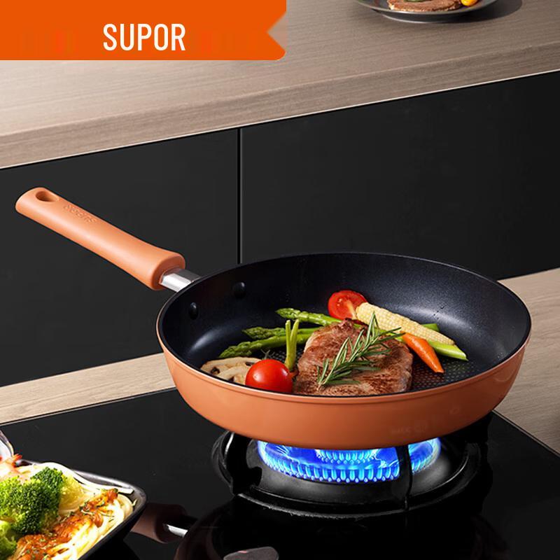 SUPOR 28cm Non-Stick Frying Pan with Thermo-Spot & Glass Lid