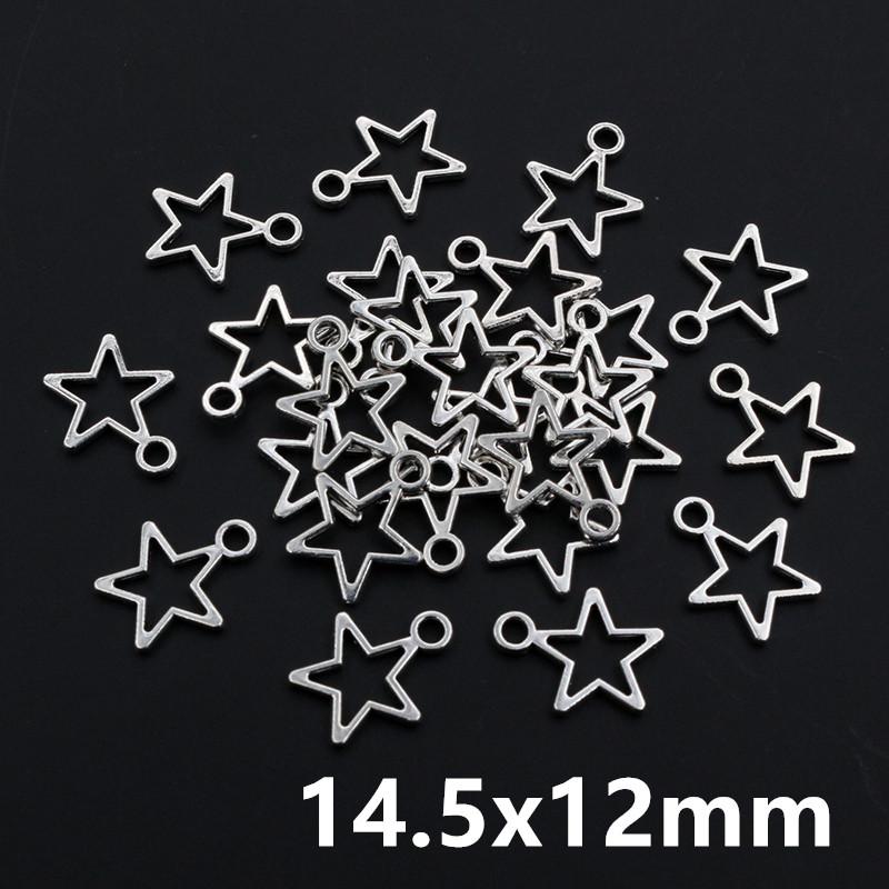 100pcs Petites Breloques Étoiles Pendentifs Alliage Métal Couleur Argent Antique Accessoires de Fabrication de Bijoux DIY pour Boucles d'Oreilles Bracelet Collier
