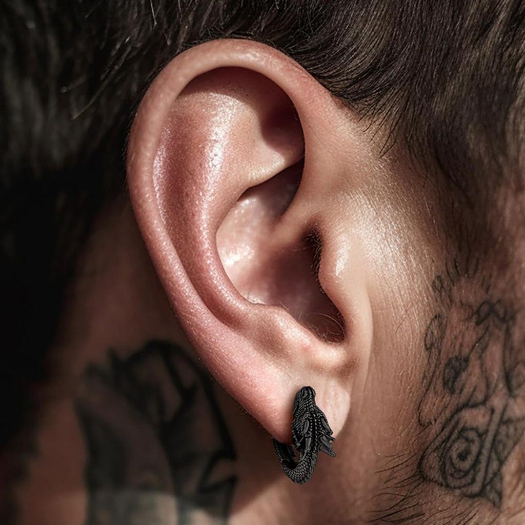 Stylish Dragon Hoop Earrings Stainless Steel Ear Studs for Men Women Hip Hop Punk Party Accessory Unisex Jewelry