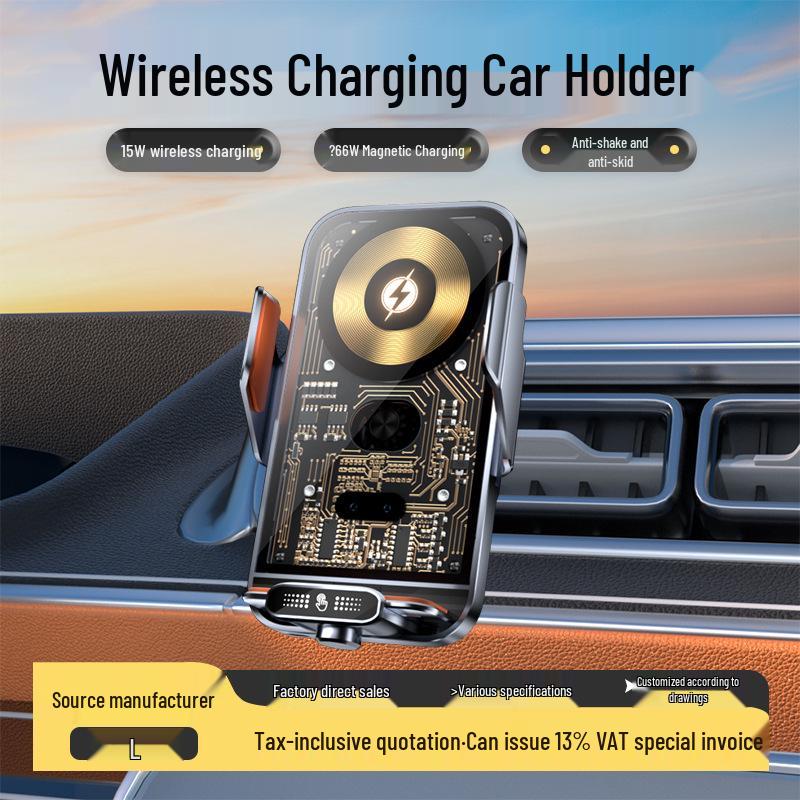 C05 66W Magnetic Fast Charging Car Wireless Charger & Phone Holder with Automatic Navigation.