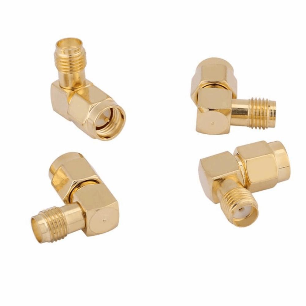 4PCS Gold Plated Contacts SMA Male To Female Adapter 90 Degree Coaxial Connector  Two-Way Radio