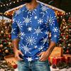 Men's Casual Shirt with Raglan Three-Quarter Length Sleeves Christmas Print Pullover