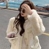 Women Faux Lamb Woolen Patchwork Fur Jacket Winter Warm Sweet Furry Fluffy Coat