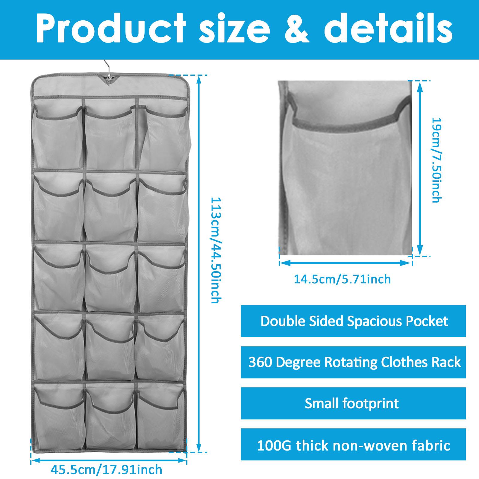

2 шт. Настенный органайзер для мелочей и обуви, складной, двусторонний, подвесной мешок для обуви для гардероба, с 30 видимыми карманами, подвесной органайзер для обуви