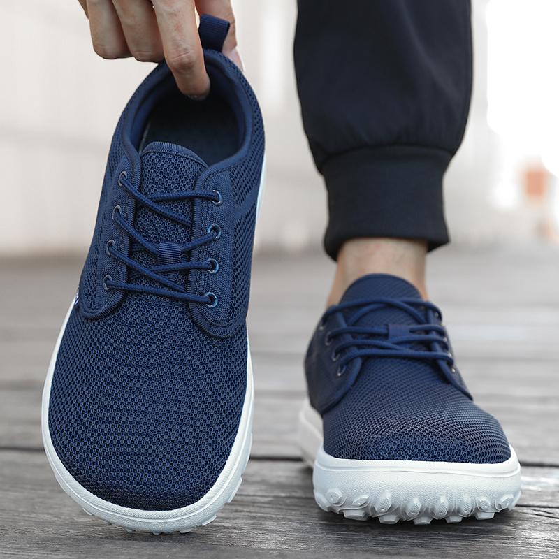 Wide Toe Men Platform Shoe Breathable Knitted Mesh Comfortable Barefoot Casual Versatile Soft Sole Wide Shoes Walking Sneakers