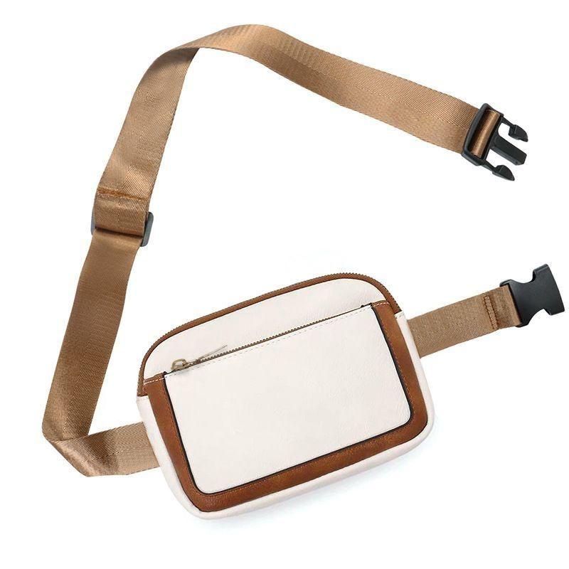 Daily Wear Simple Solid Tone Mini Belt Bag Unisex Sling Fanny Pack, Slim Lightweight Design for Street Casual Outings