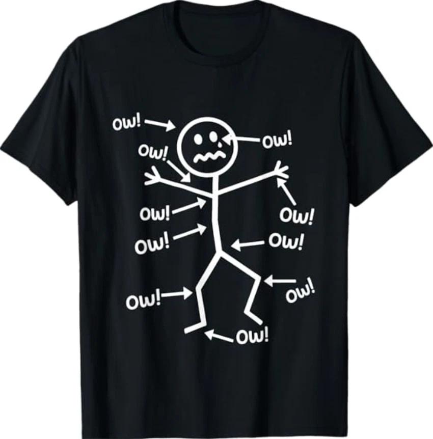 Funny Ow Ow Ow Ow Saying Body Pain Character Humor Sarcastic T-Shirt S