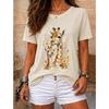 Fashion Women Retro Creative Giraffe Pattern Print T Shirt Funny Casual O-neck Short Sleeves T-shirt Summer Female Tee Shirt