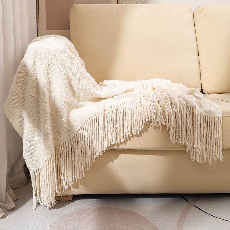 American-Style All-Season Wool Knitted Jacquard Throw Blanket