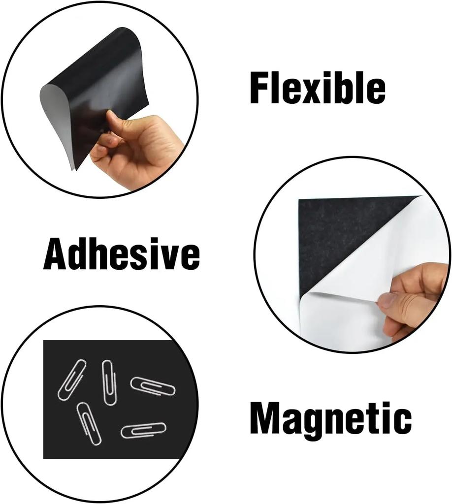 Adhesive Magnetic Sheets 4 x 6 Inch Photo Magnets, Flexible Magnet Sheets with Backing for Crafts, Photos, Pictures, Easy Peel.