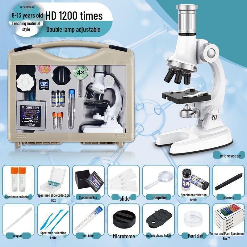 Professional-Grade HD Optical Microscope for Children's Science, Middle School Use; Detects Bacteria; Junior High Exam Model