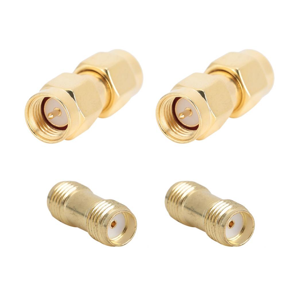 4PCS Golden 2PCS SMA Male to Male Adapter Double Pass Connector Double Pass Adapter  Audio Equipment