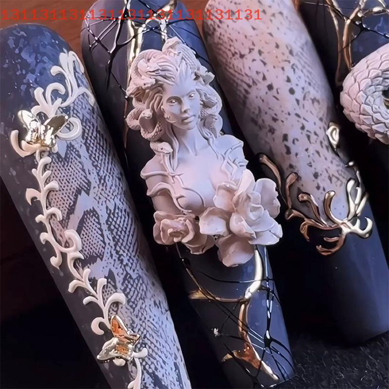 1Pc Silicone Nail Mold for Women 3D Relief Nail Template Beautiful Manicure Tool Nail Art Decorations