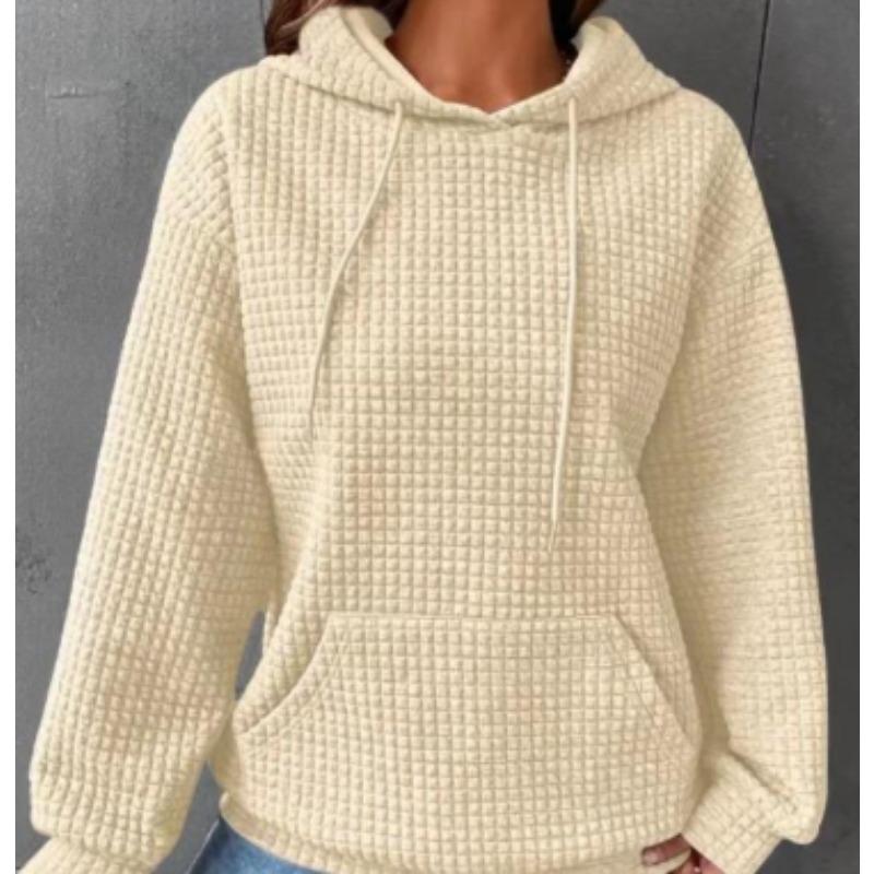 Осень и зима в Европе и США. Новый небольшой женский свитер в стиле гранж с круглым вырезом, капюшоном и длинными рукавами, однотонная женская блузка 3XL бежевый