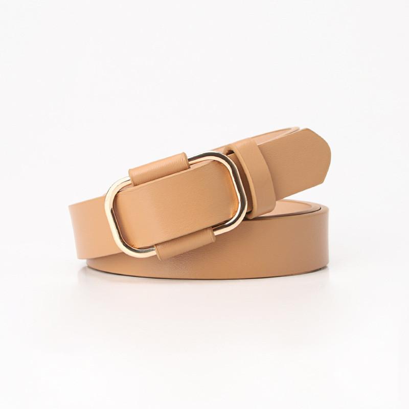Womens Minimalist Faux Leather Belt For Jeans And Pants With Alloy Buckle