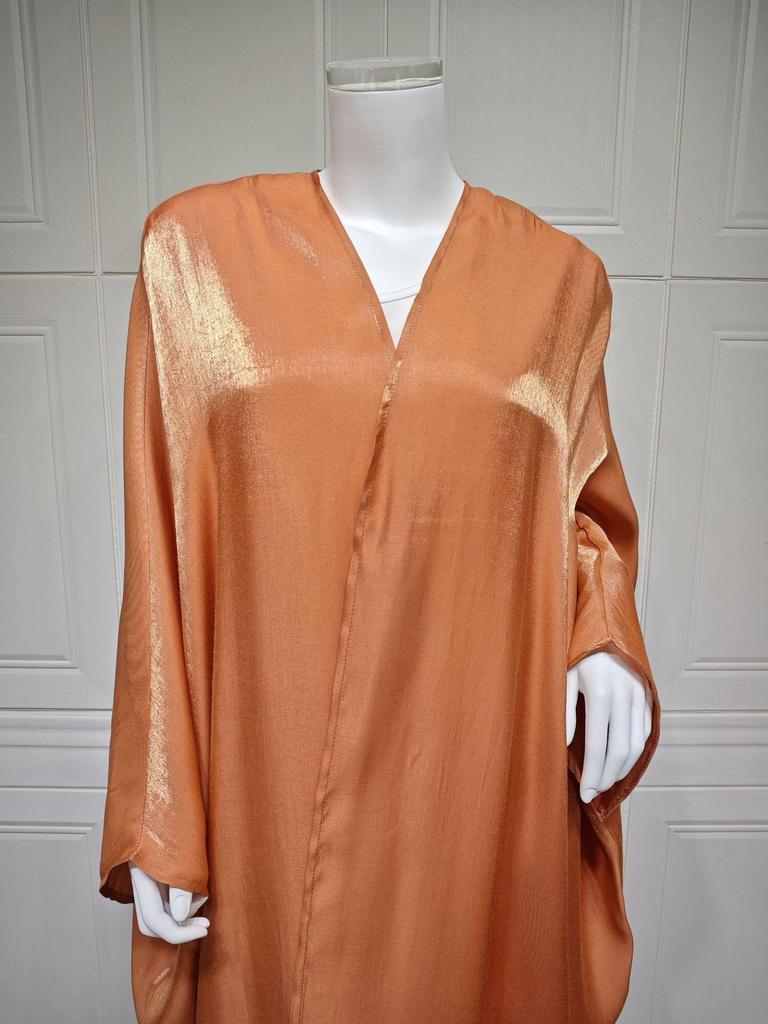MQ137 Women's Solid Color Cardigan Robe Abaya - Middle Eastern Turkish Style