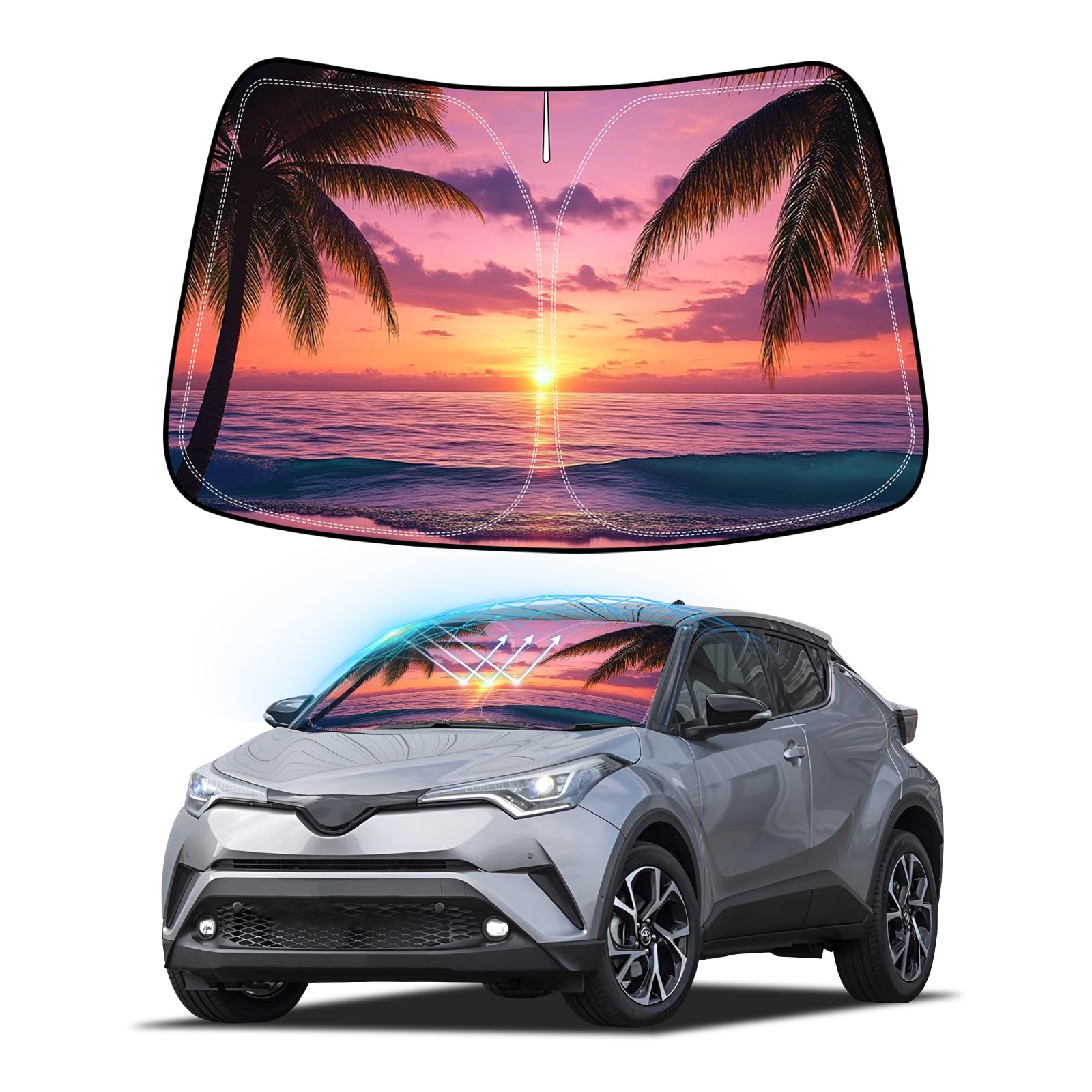 

BLUESEATEC Совместимый с Toyota Солнцезащитный экран на лобовое стекло Серии 10 50 Защита от УФ-лучей Не требуются присоски Сон в машине Затемнение Изоляция