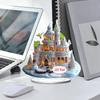 2D Christmas Table Decorations Colorful Christmas Desk Decor Acrylic Castle Pattern Ornament with Stand for Fireplace Restaurant